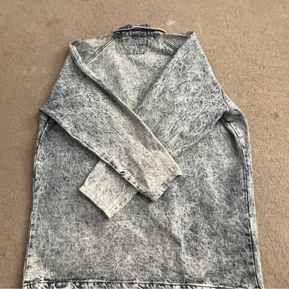 Vintage 1990s Sundance Stone Acid Wash Oversized Denim Duster Jacket - Picture 6 of 14